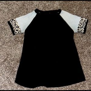 Black cheetah print stripped shirt